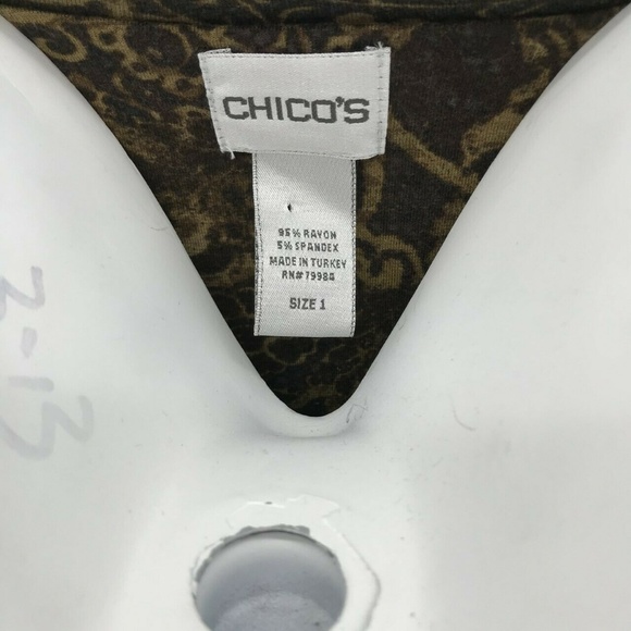 Chicos V Neck Long Sleeve Cheetah Paisley Top Sz 8 - Picture 3 of 6